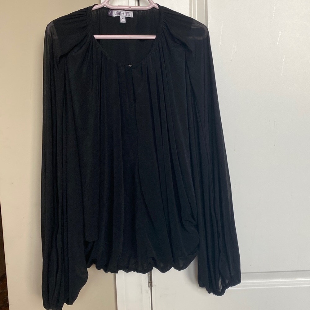 Jennifer Lopez Black Flowy Shirt